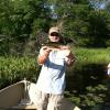 Bob Wasileski with a nice largemouth bass that hit plastics in Worden's Pond
