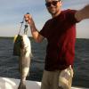 Glen Derene from New York with a nice striper caught just south of Dyer Island in Narragansett Bay on one very very windy day.

