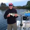 Mike McNeece of Ridgefield, CT fishing the worm hatch in Ninigret Pond
