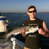 Mic Grant's son with a nice bass on one of the best worm hatch evenings in June 2013
